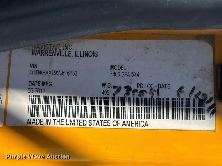 image for item DT0094 2012 International WorkStar dump truck