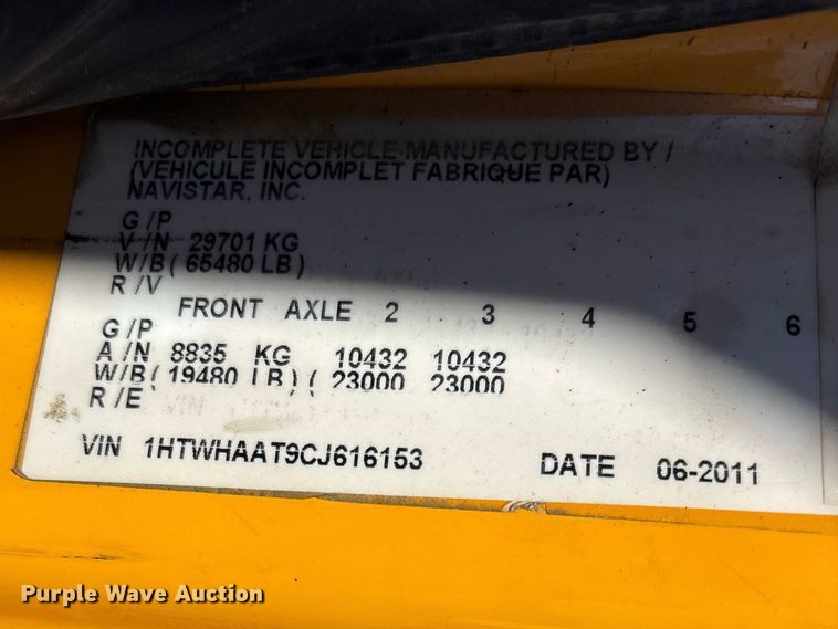 image for item DT0094 2012 International WorkStar dump truck