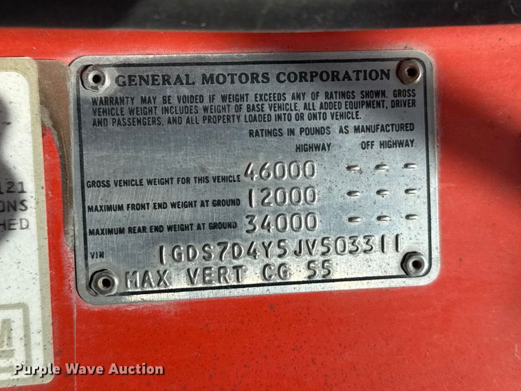 image for item DZ5274 1988 GMC TopKick C7 dump truck