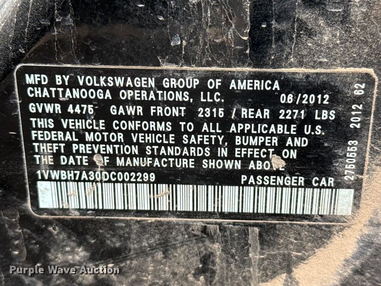 image for item DZ5298 2013 Volkswagen Passat 