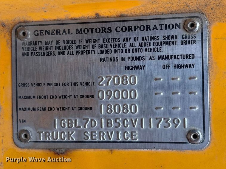 image for item EA4497 1982 Chevrolet C70 dump truck