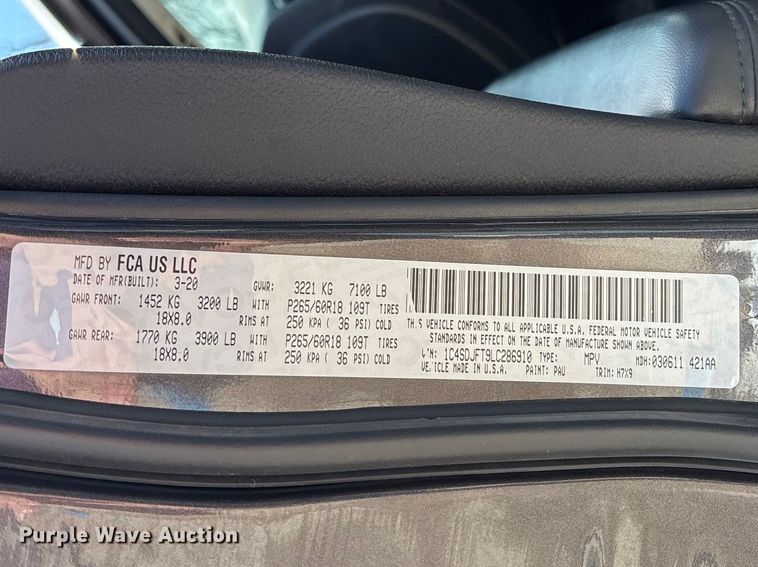 image for item EA4508 2020 Dodge Durango SSV SUV