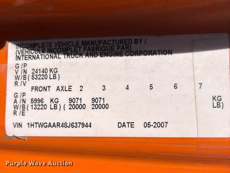 image for item EA4550 2008 International Workstar 7400 dump truck