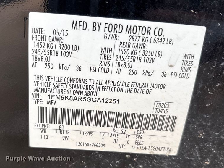 image for item EA7952 2016 Ford Explorer Police SUV