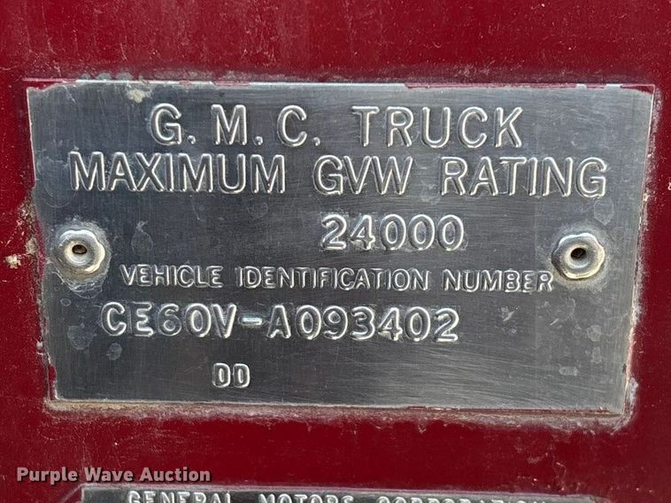 image for item ED2462 1969 GMC 6500 V-Eight pumper fire truck