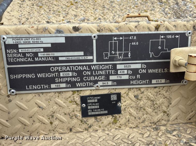 image for item EN5996 U.S. Department of Defense MEP-805A generator