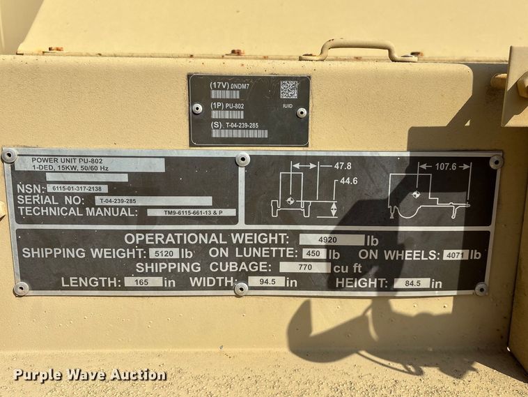 image for item EN5997 US Department of Defense MEP-804A generator