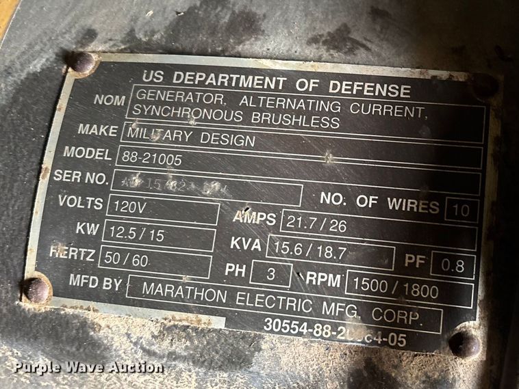 image for item EN5998 U.S Department of Defense MEP-804A generator