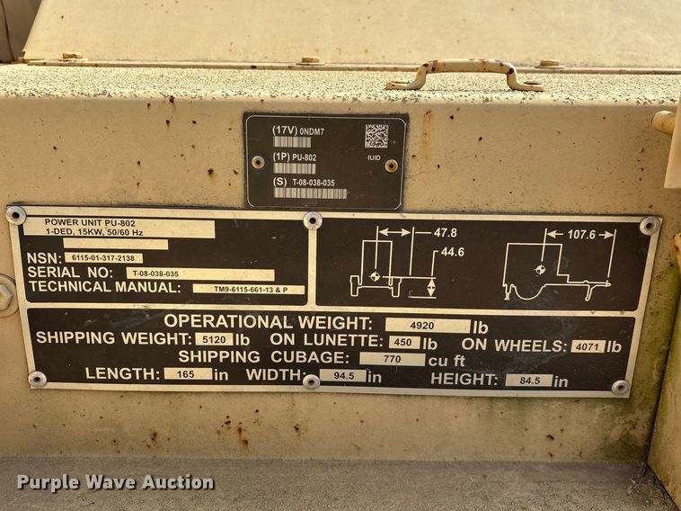 image for item EN5999 U.S Department of Defense MEP-804A  generator