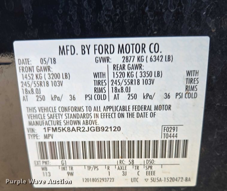 image for item ES2965 2018 Ford Explorer Police Interceptor SUV