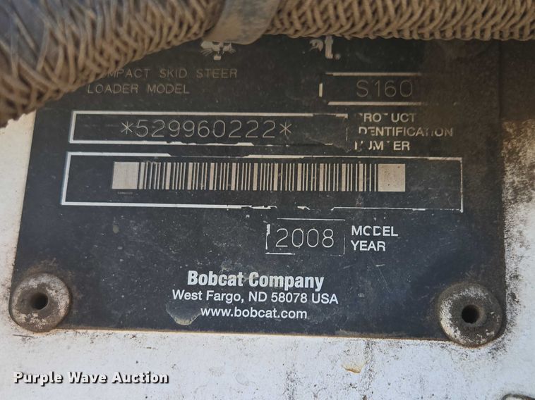 image for item ES2972 2008 Bobcat S160 skid steer loader