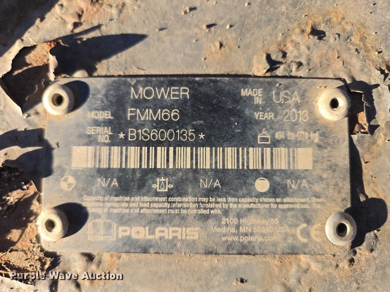 image for item ES2987 2013 Polaris FMM66 finish mower