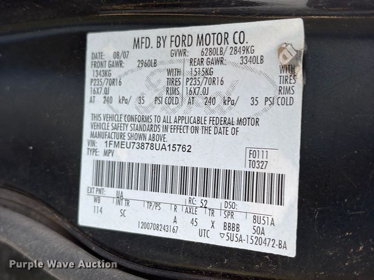 image for item ES8702 2008 Ford Explorer Police Interceptor SUV