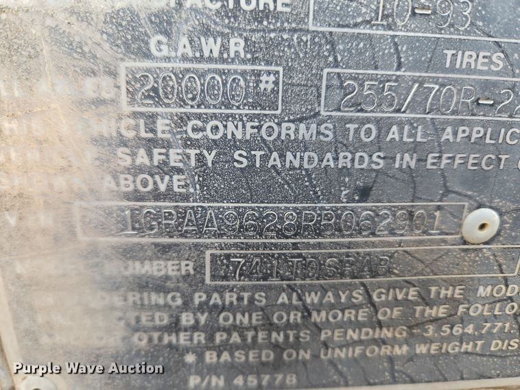 image for item ET1290 1994 Great Dane Trailers, INC dry van office trailer