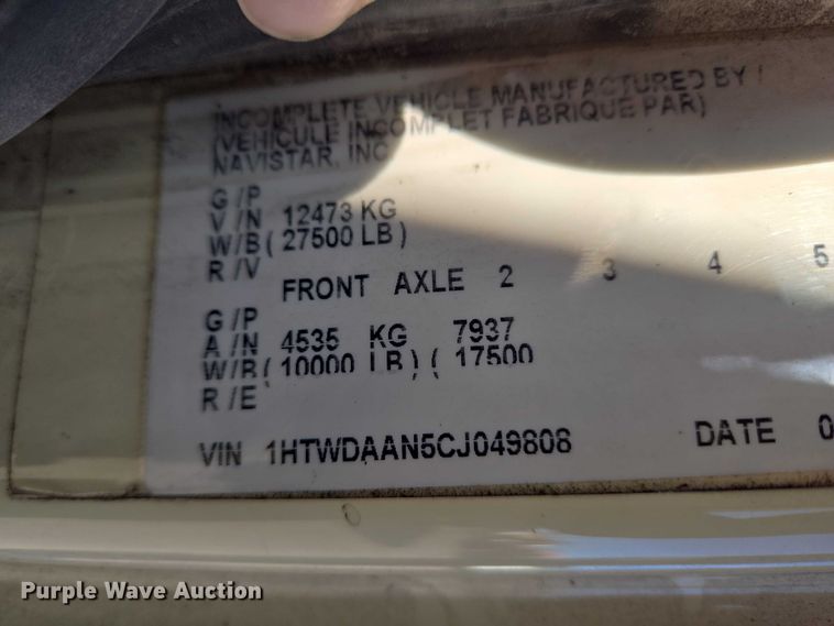 image for item ET1398 2012 International WorkStar 7300 refuse truck