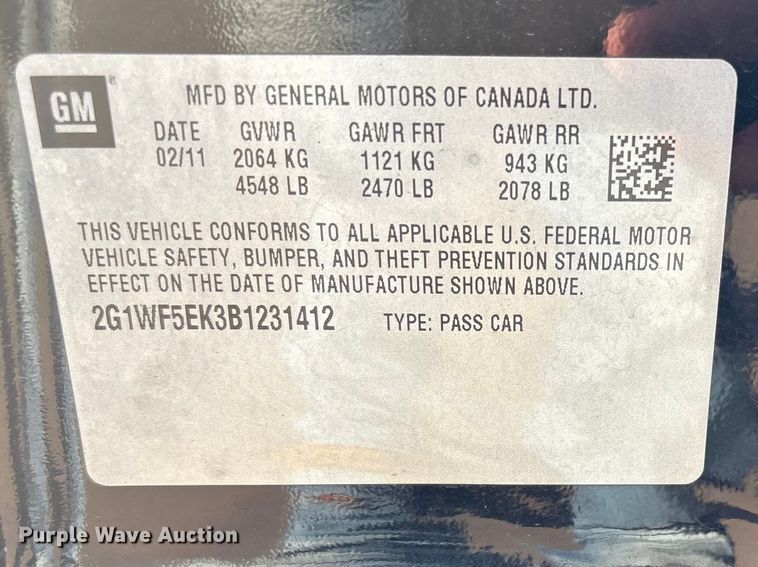 image for item ET1418 2011 Chevrolet Impala 