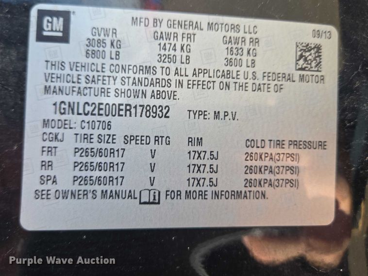 image for item ET1419 2014 Chevrolet Tahoe Police SUV