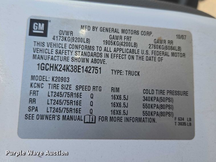 image for item ET1429 2008 Chevrolet Silverado 2500HD pickup truck