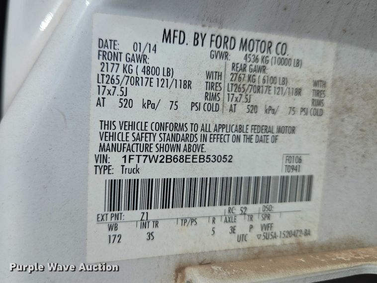 image for item ET1433 2014 Ford F250 Super Duty Crew Cab pickup truck