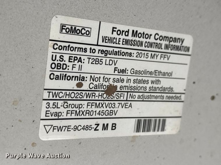 image for item ET1696 2015 Ford Taurus Police Interceptor 