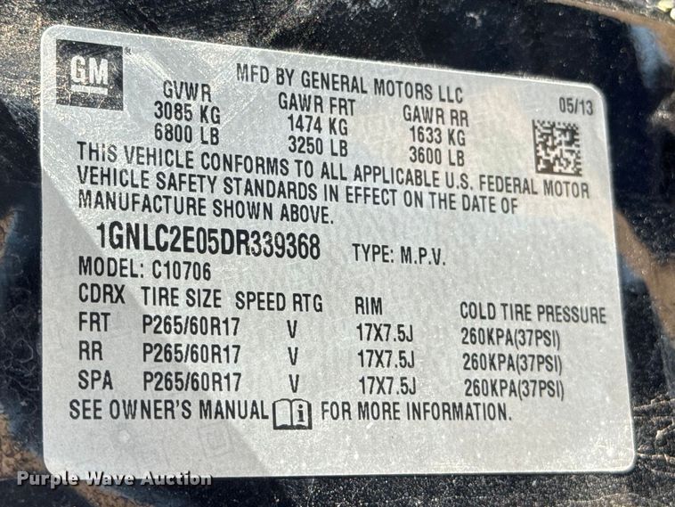 image for item ET1744 2013 Chevrolet Tahoe Police SUV