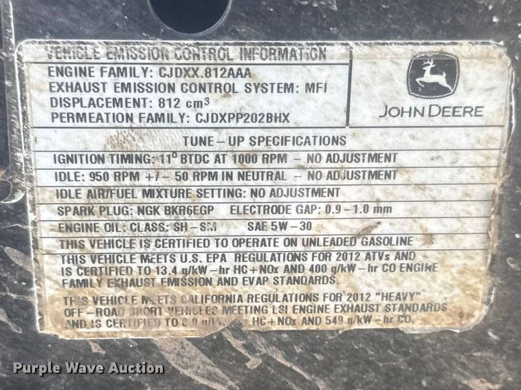 image for item ET1795 2012 John Deere Gator 825 utility vehicle