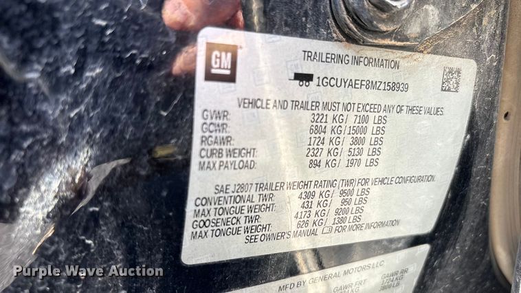 image for item EU4996 2021 Chevrolet Silverado 1500 Crew Cab pickup truck