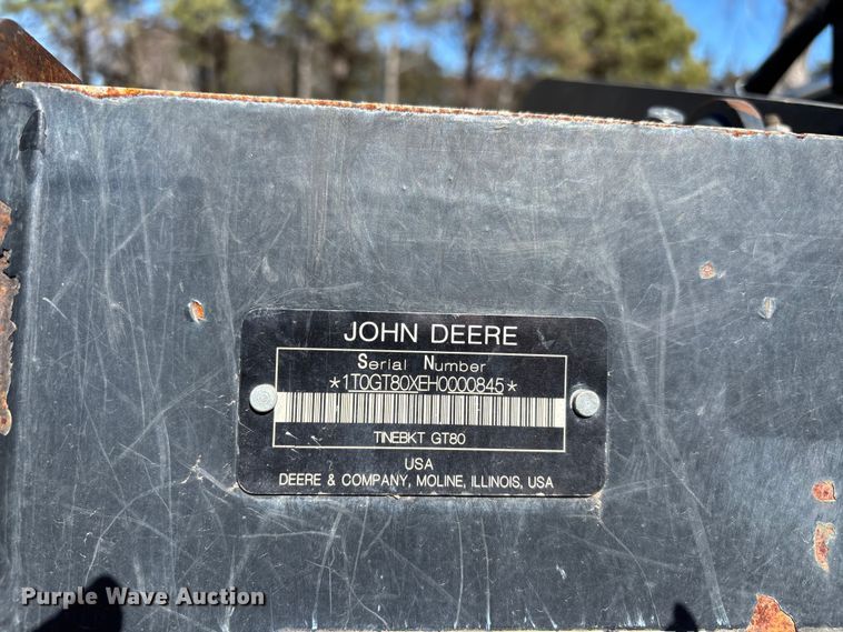 image for item EV2024 John Deere GT80 skid steer grapple bucket