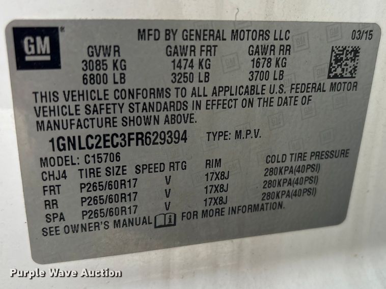 image for item EV2849 2015 Chevrolet Tahoe SUV