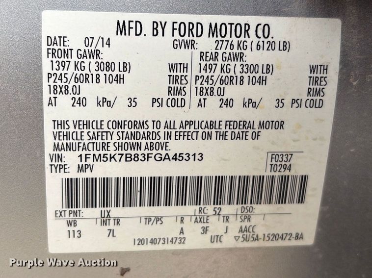 image for item EV2850 2015 Ford Explorer SUV