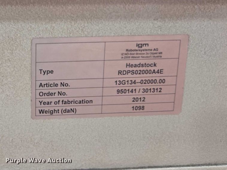 image for item EV5589 2012 IGM RSX 501 robotic welder