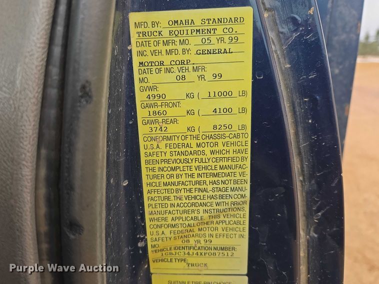 image for item EV5594 1999 Chevrolet 3500 flatbed pickup truck