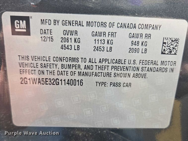 image for item EV5604 2016 Chevrolet Impala 