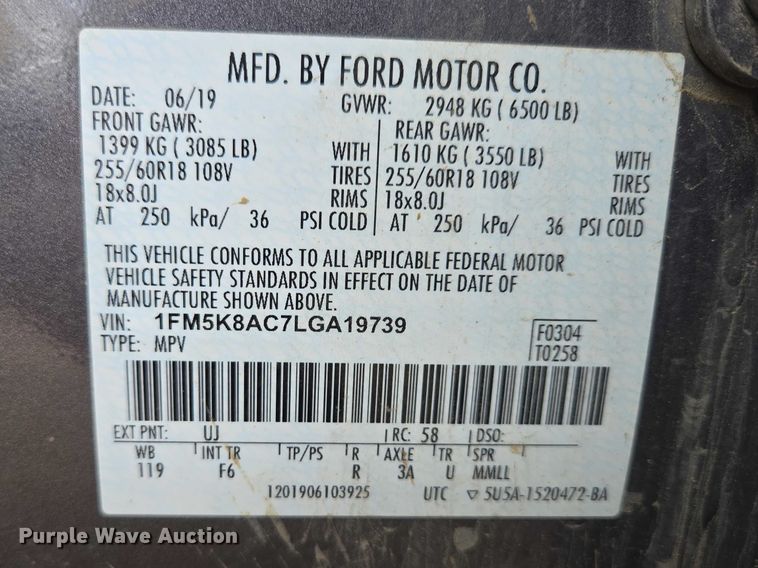 image for item EV5625 2020 Ford Explorer police Interceptor SUV