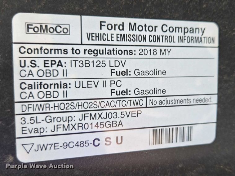 image for item EV5628 2018 Ford Taurus Police Interceptor 