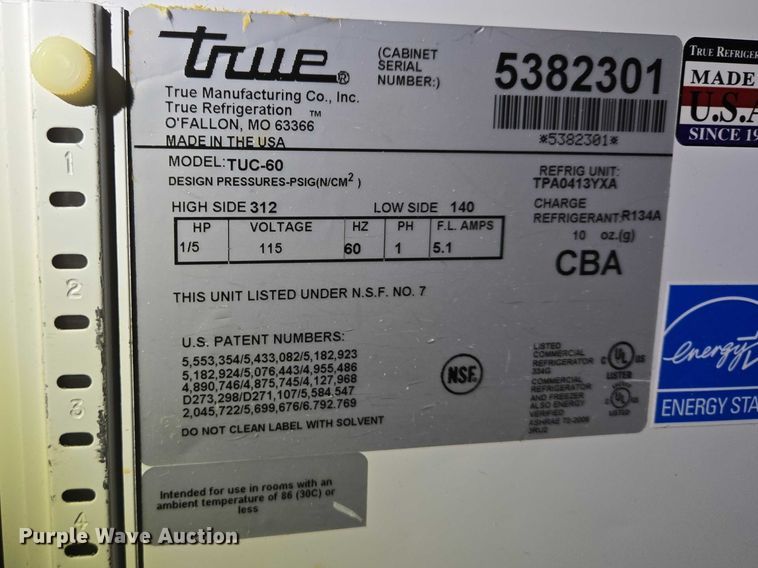image for item EV5677 True Manufacturing TUC-60 refrigerator
