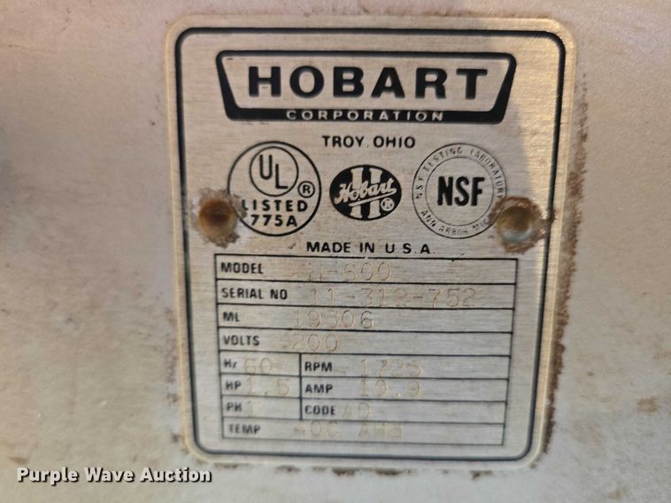 image for item EV5691 Hobart H-600 mixer