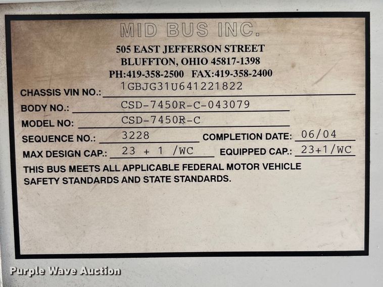 image for item FB3221 2004 Chevrolet Express 3500 school bus