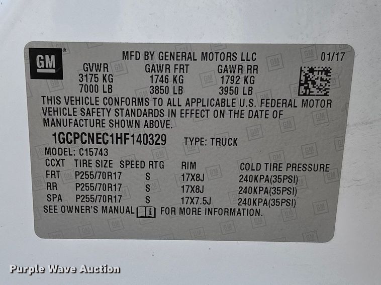 image for item FB3232 2017 Chevrolet Silverado 1500 Crew Cab pickup truck