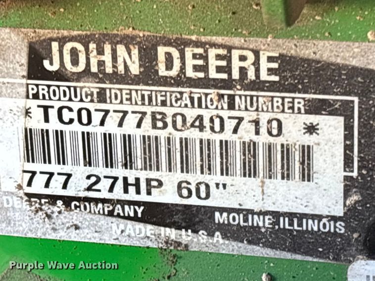 image for item FB3254 John Deere 777 Ztrak ZTR lawn mower