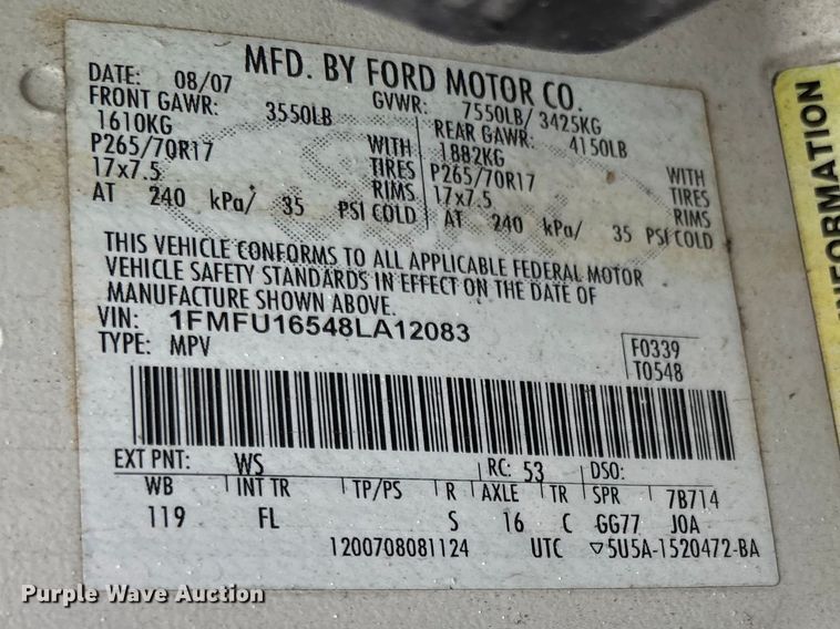 image for item FB3549 2008 Ford Expedition SUV