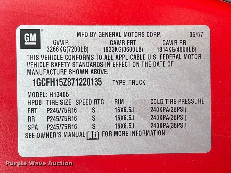 image for item FB3551 2007 Chevrolet Express 1500 van