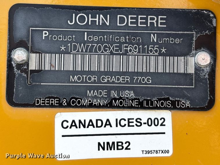 image for item FB3610 2018 John Deere 770G motor grader