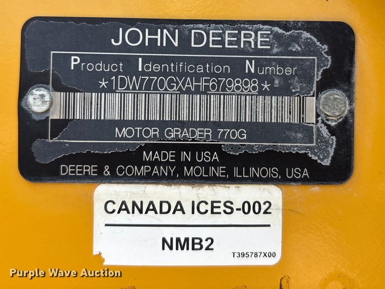image for item FB3612 2017 John Deere 770G motor grader