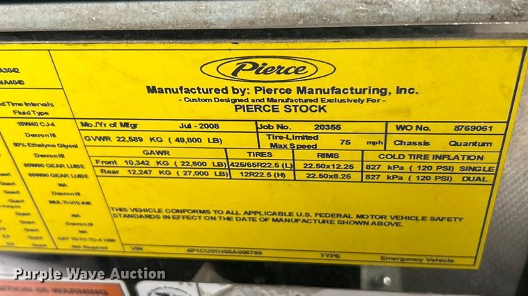 image for item FC5179 2008 Pierce  Quantum pumper fire truck