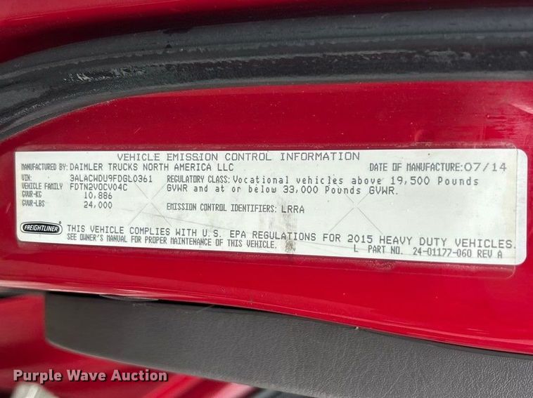 image for item FC5180 2015 Freightliner Business Class M2 ambulance