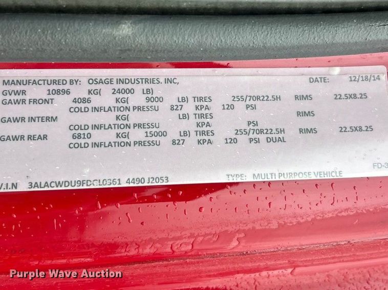 image for item FC5180 2015 Freightliner Business Class M2 ambulance