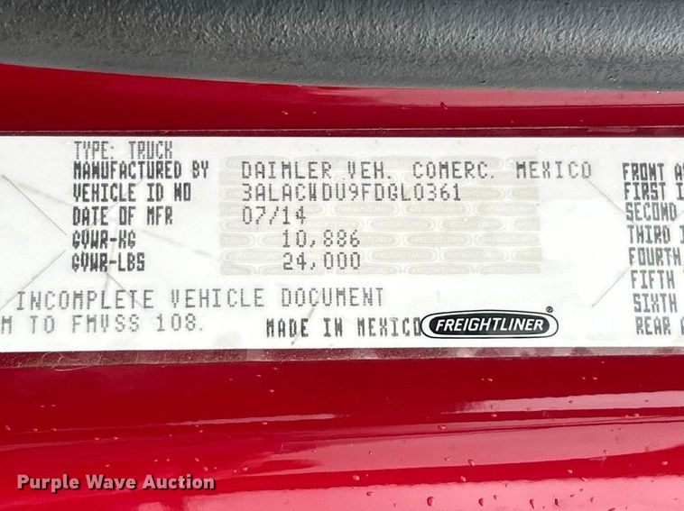 image for item FC5180 2015 Freightliner Business Class M2 ambulance