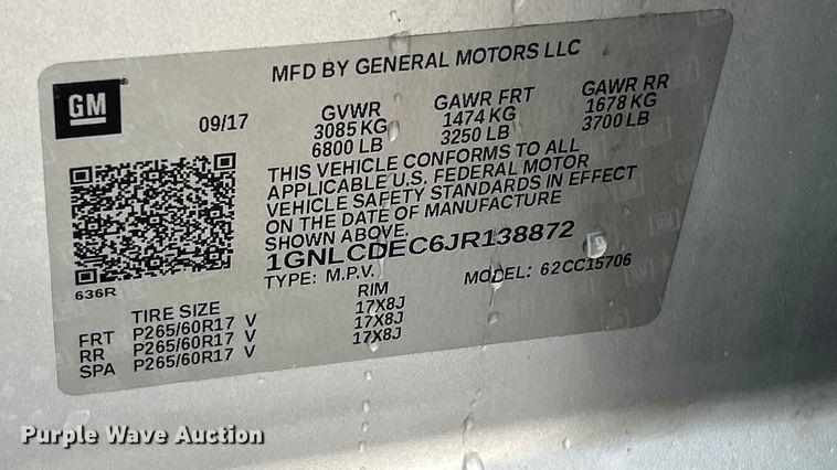 image for item FC5181 2018 Chevrolet Tahoe Police  SUV