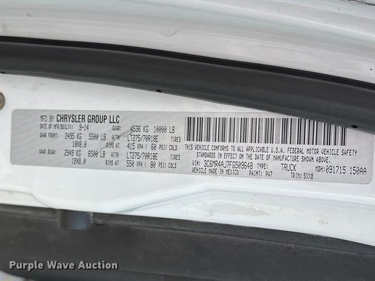 image for item FG0118 2015 RAM 2500 pickup truck